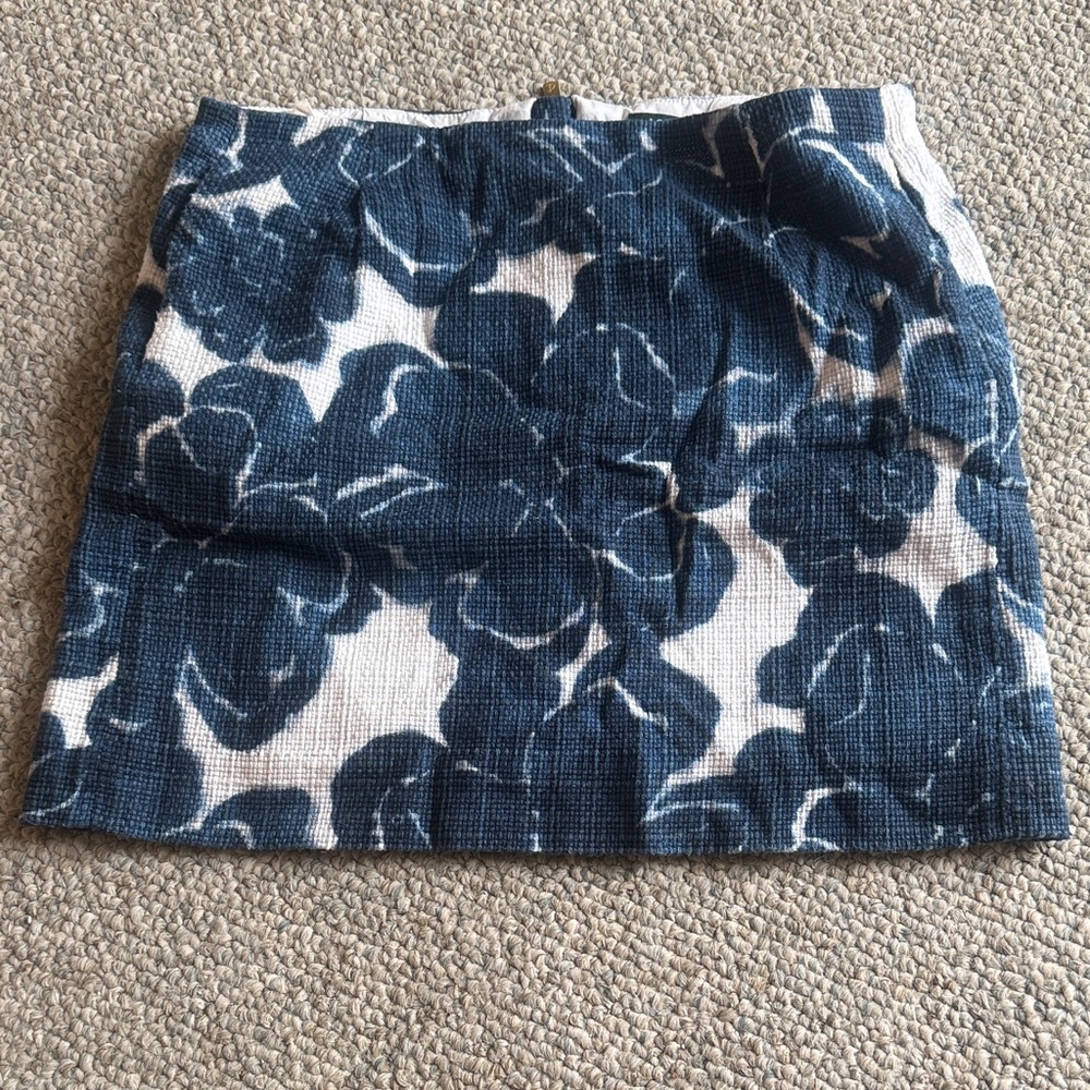 J. Crew Navy and White Floral Mini Skirt